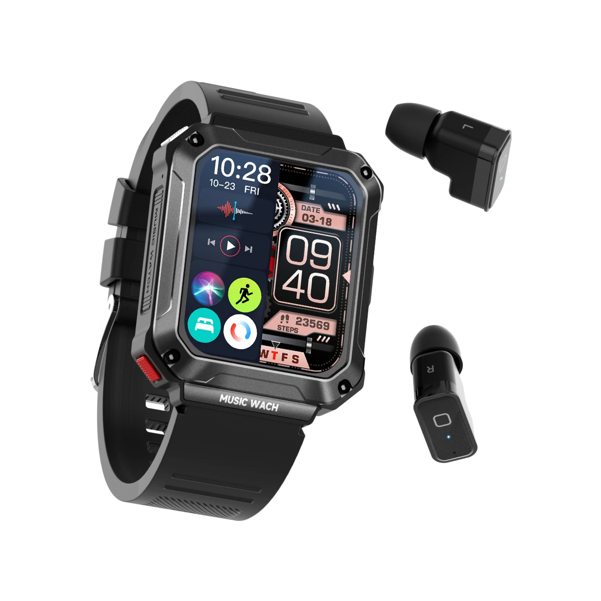 Смарт-часы с наушниками LEMFO T93 Original силиконовый ремешок (Black Black)