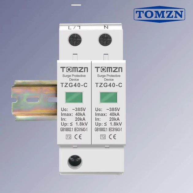 Устройство защиты от импульсных перенапряжений AC TOMZN TZG40-C 2P 20–40kA 275V ограничитель перенапряжения 2х полюсний (19638)