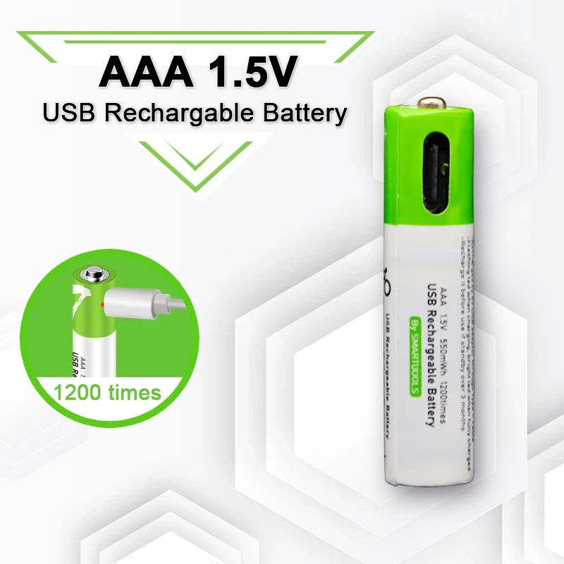Аккумулятор AAA Smartoools 500 mAh мизинчиковый Li-Ion со встроенной зарядкой Type-C 1.5V Выпуклый плюс (19325)