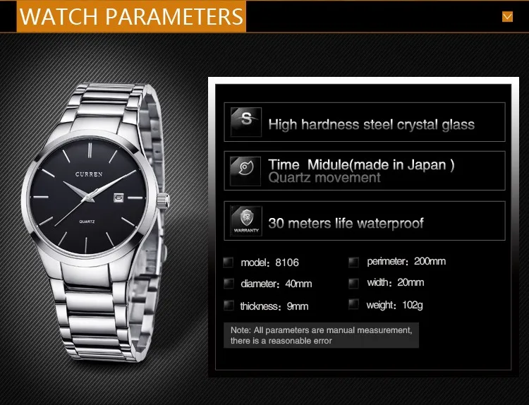 Часы наручные Curren 8106 (Black) (18683)