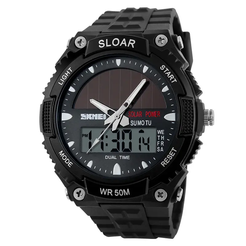Часы наручные на солнечной батарее Skmei 1049 Original (Black, 1049BK)
