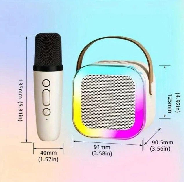 Детское караоке с беспроводным микрофоном K12 и портативной RGB Bluetooth колонкой (Pink) (18965)