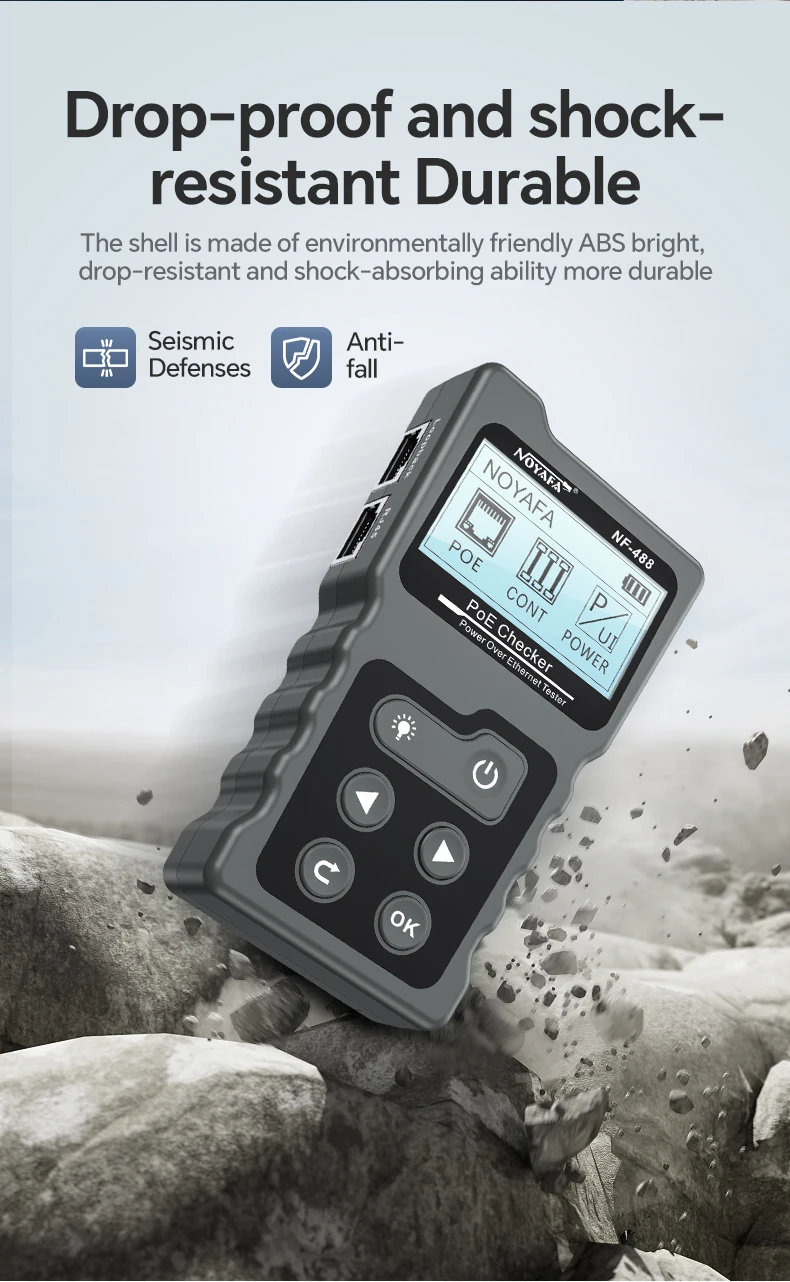 Многофункциональный кабельный тестер Noyafa NF-488 функция PoE Ping для RJ45, DC (18887)