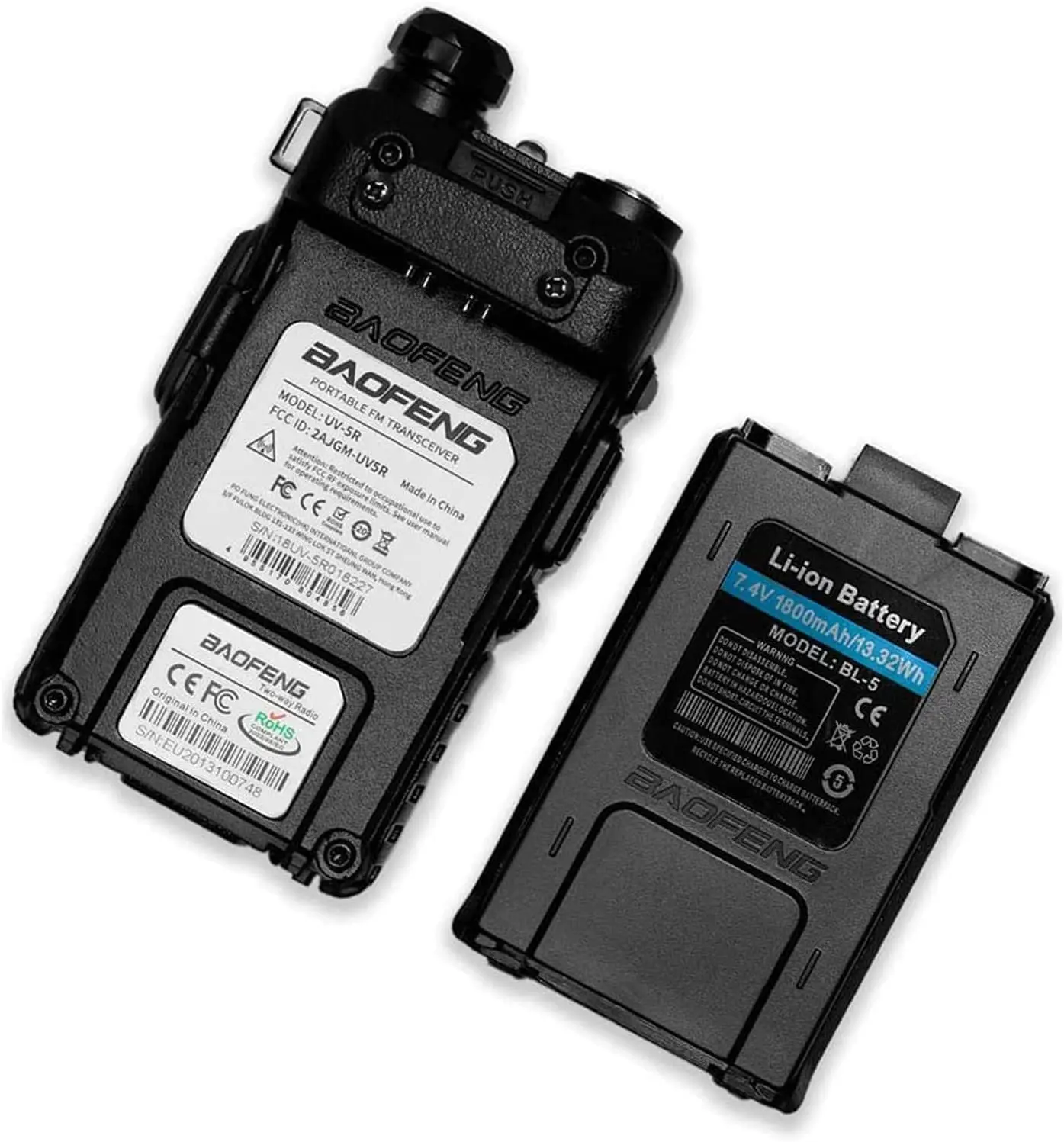 Портативная тактическая Рация + Гарнитура Baofeng UV-5R 5W двухдиапазонная VHF(136-174)/UHF(400-520 МГц) (18835)