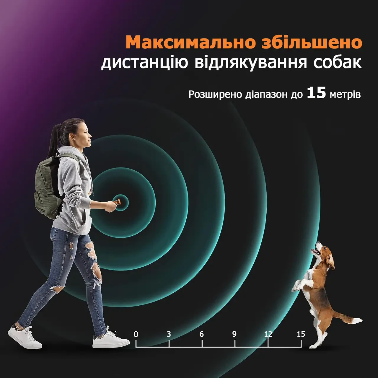 Ультразвуковой отпугиватель собак с аккумулятором B30 (Black) (17657)