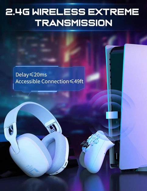 Беспроводные игровые наушники Onikuma B2 Bluetooth гарнитура для геймеров с микрофоном (White Blue) (19115)