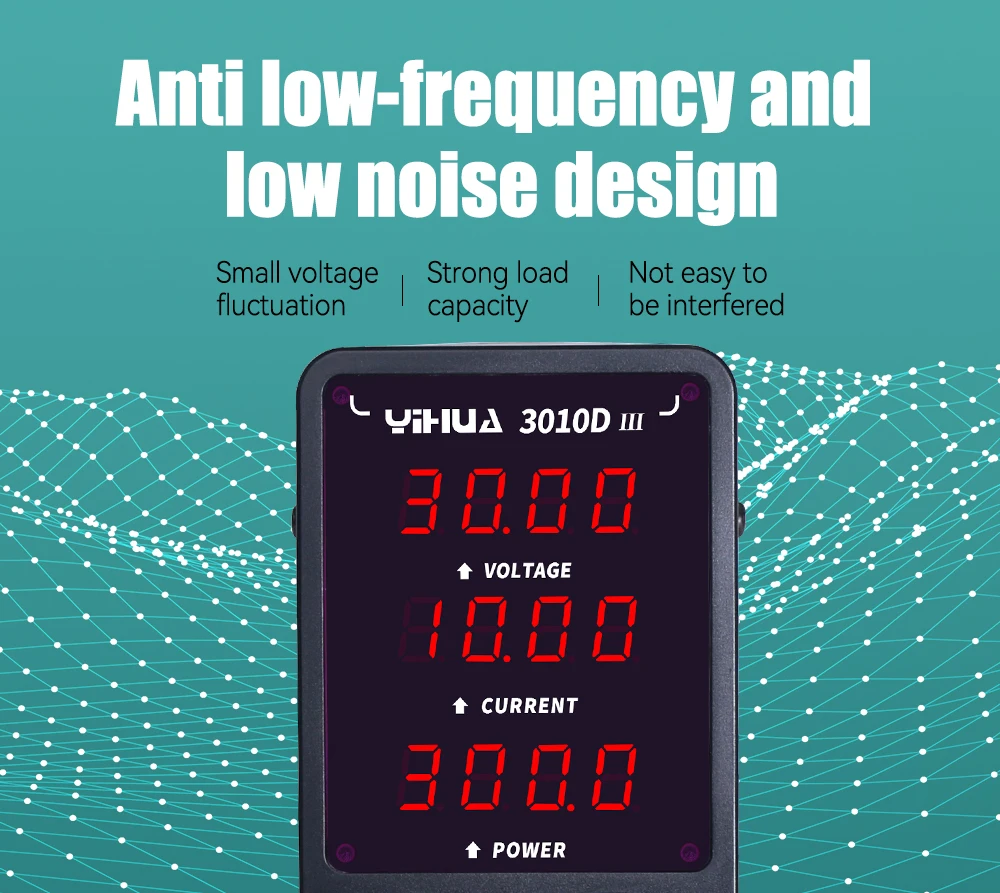 Лабораторный блок питания Yihua 3010D-III Импульсный / 30V / 10A / 300W, цифровая индикация напряжения, тока и мощности (V/A/W) (19466)