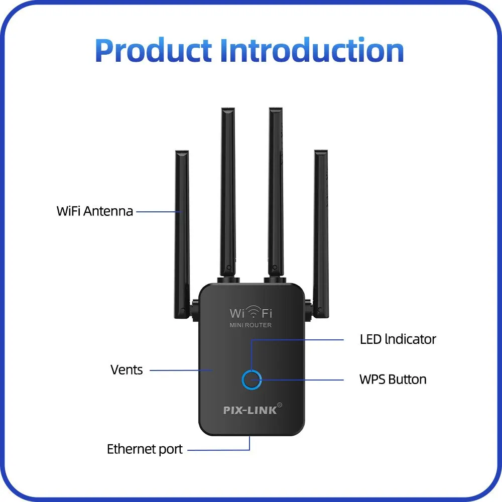 Ретранслятор Wi-Fi PIX-LINK LV-WR32Q (Black) (16168)