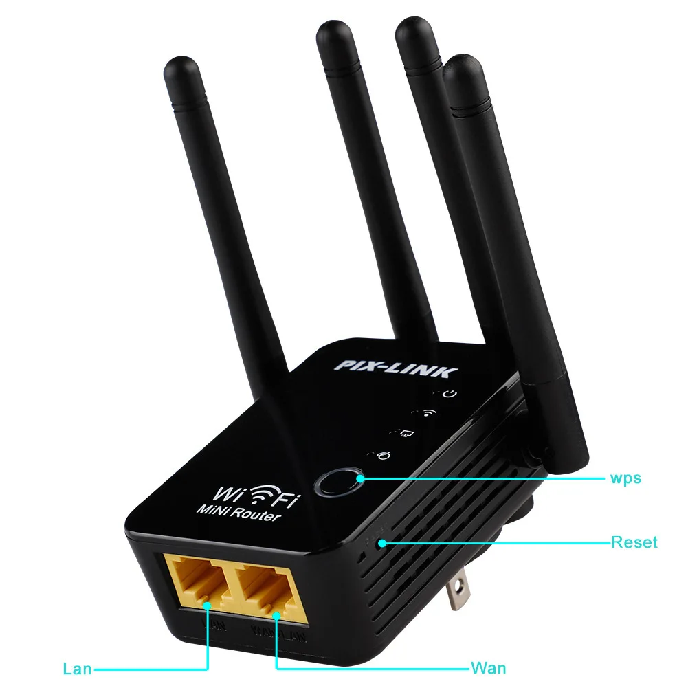 Ретранслятор усилитель Wi-Fi PIX-LINK LV-WR16Q (Black) (17604)