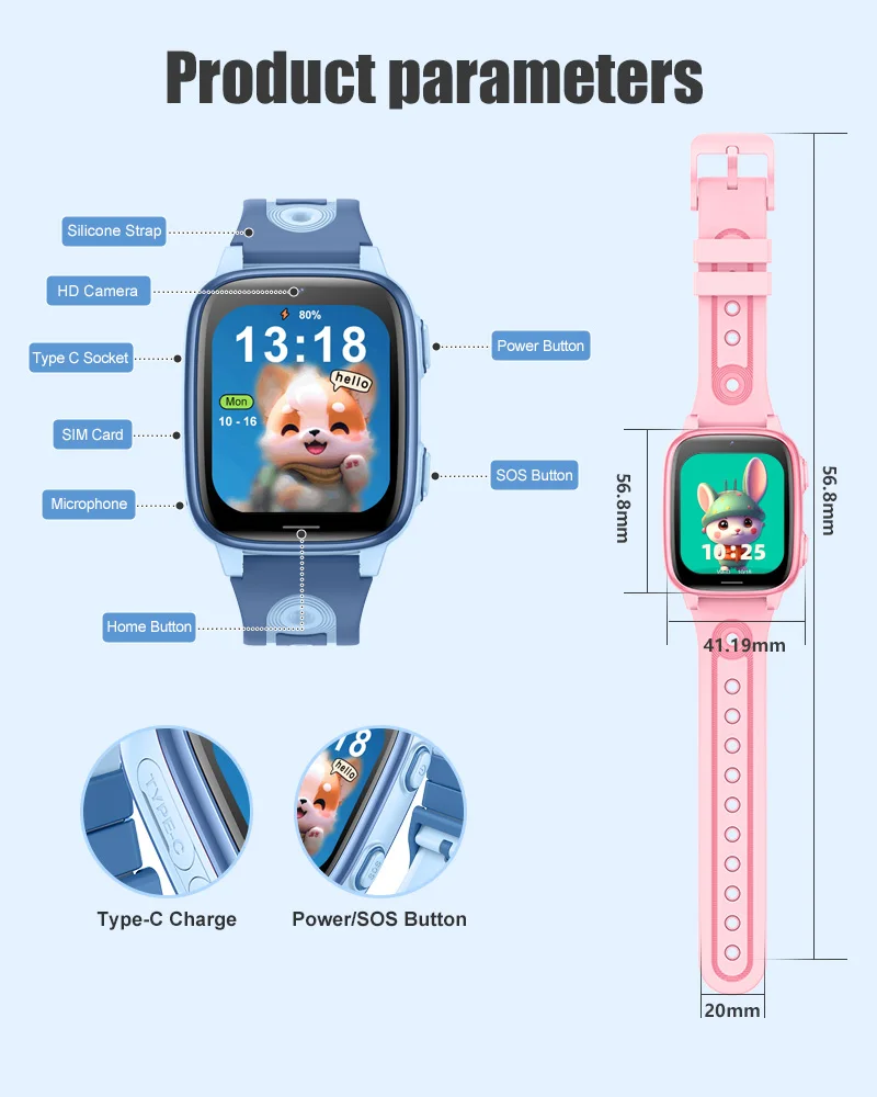 Смарт часы-телефон детские Wonlex CT23 Original с видеозвонком WI-FI GPS SIM-карта (Pink) (18355)