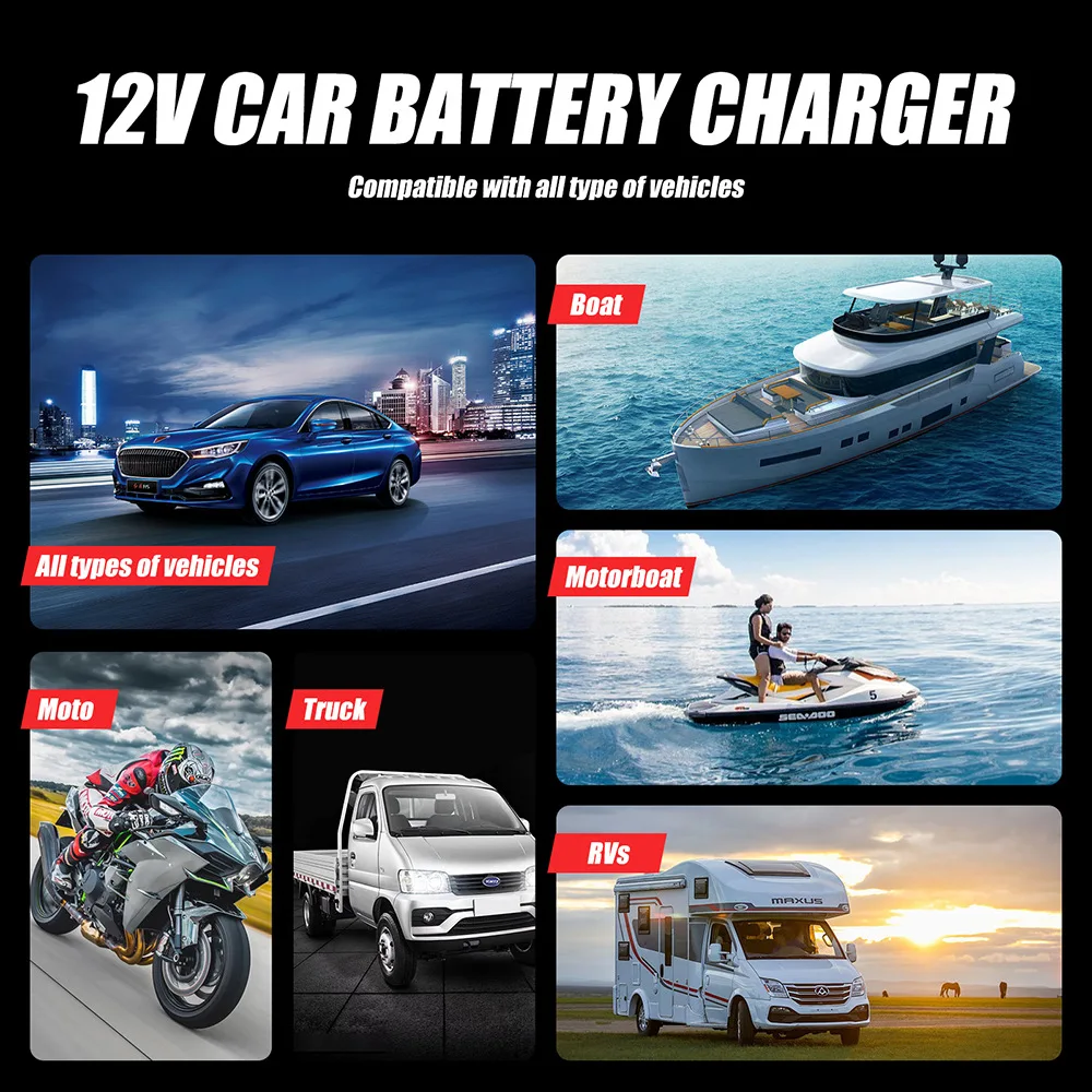 Зарядное устройство автомобильное Foxsur FBC1206D 12V/6А Автоматическое импульсное с функцией восстановления (Red) (19430)
